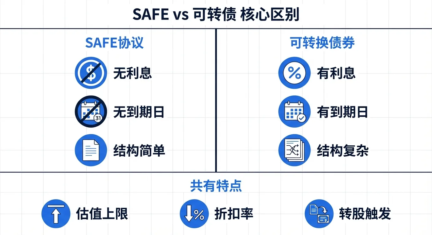 SAFE协议与可转换债券核心区别对比: 利息、到期日、复杂度