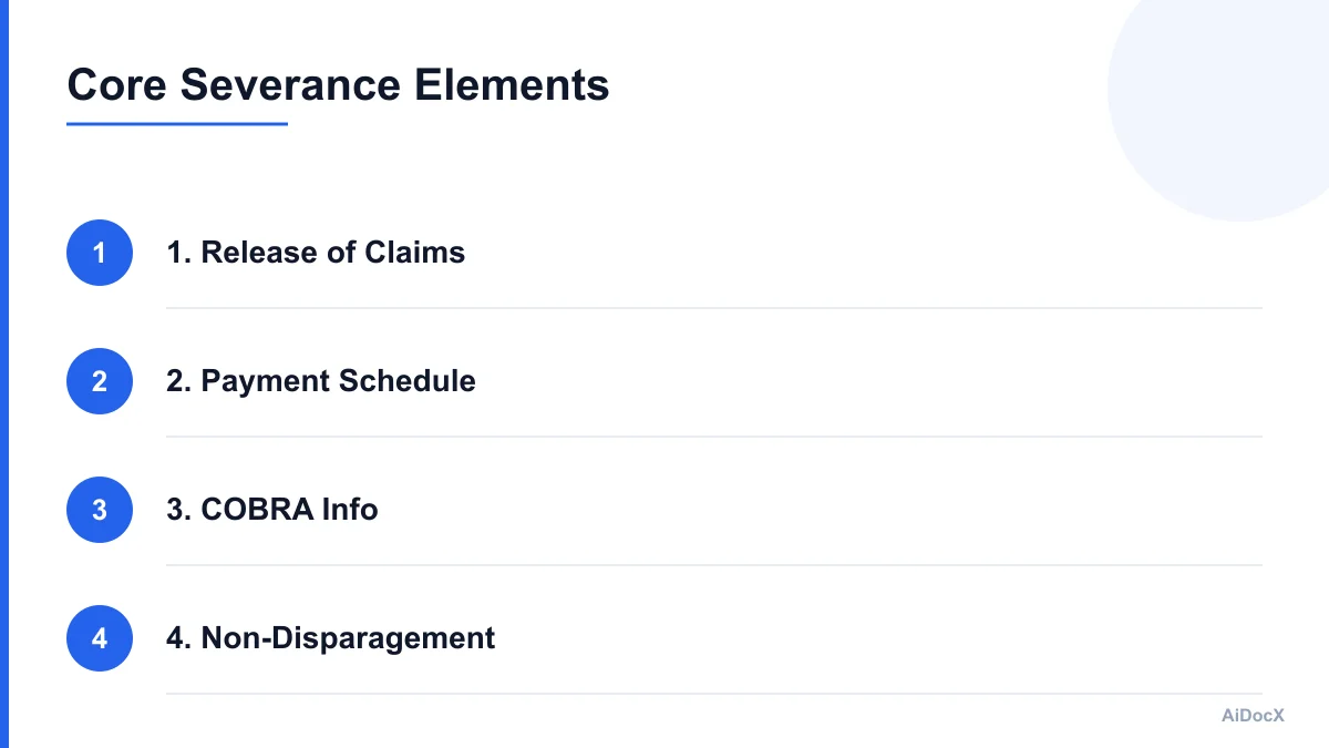 Infographic showing key components of a severance package