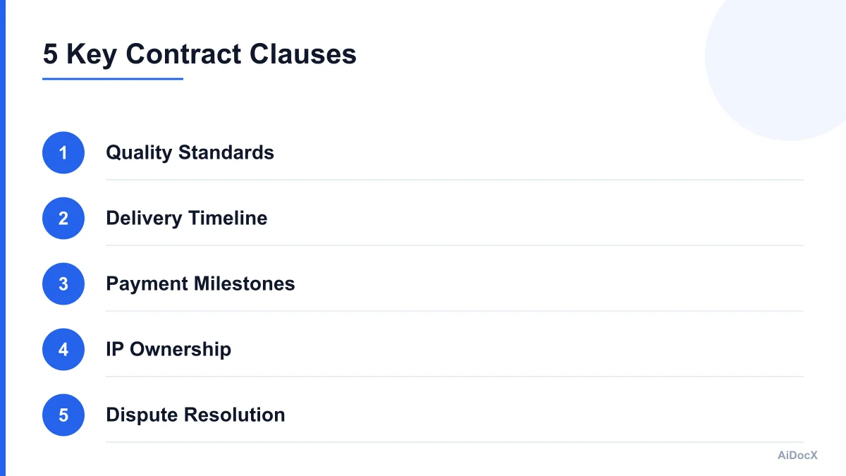 Checklist of key contract clauses