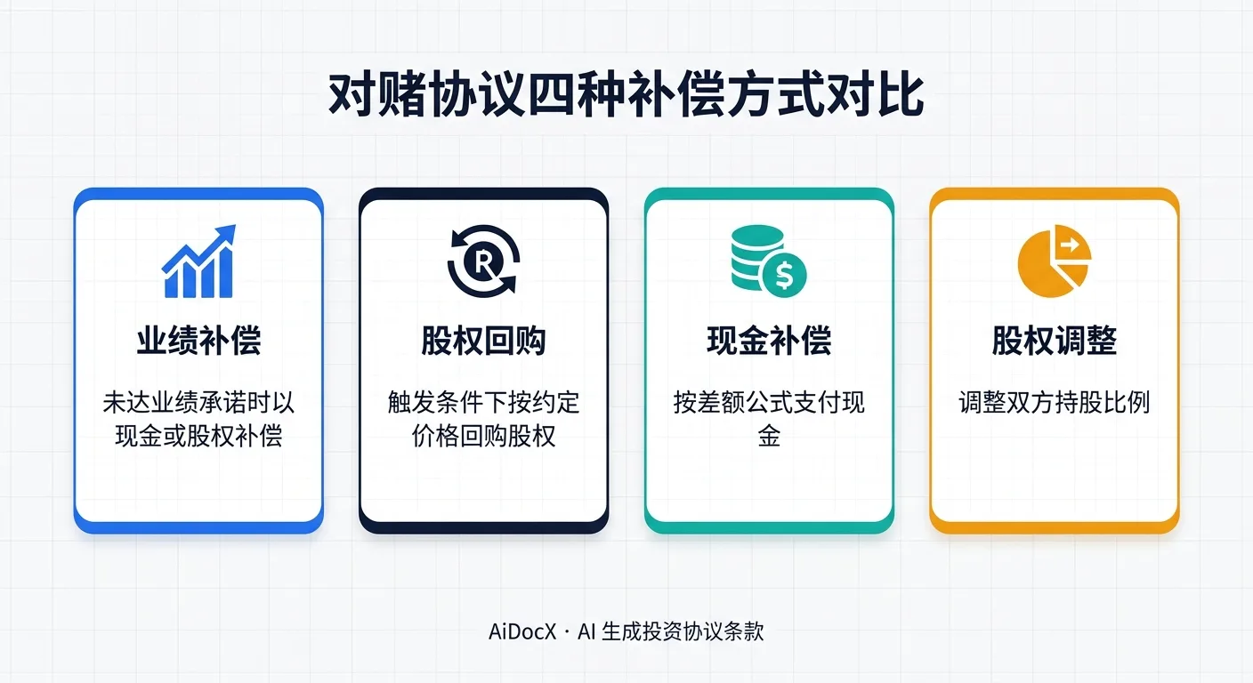 对赌协议四种补偿方式对比:业绩补偿、股权回购、现金补偿、股权调整